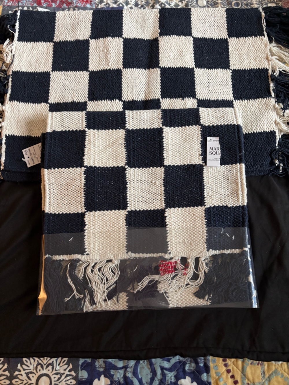 Black and Cream Checkerboard table set